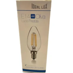 Lampadine Led-Ideal Lux Confezione n10 lampadine e14 led 4w 4000k 490lm oliva trasparente