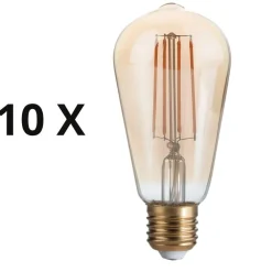 Lampadine Led-Ideal Lux Confezione n10 lampadine e27 led 4w 2200k 440lm cono ambra