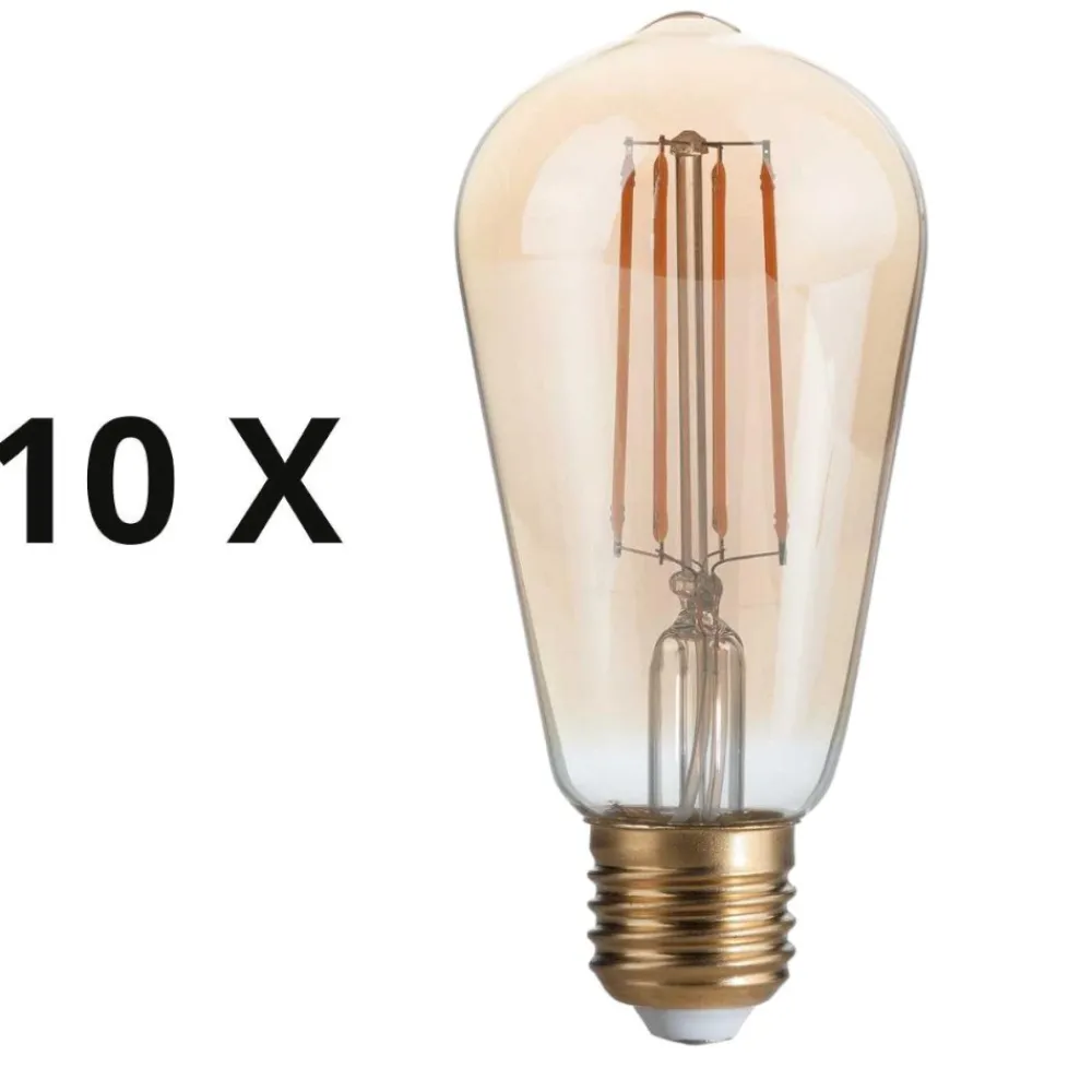 Lampadine Led-Ideal Lux Confezione n10 lampadine e27 led 4w 2200k 440lm cono ambra