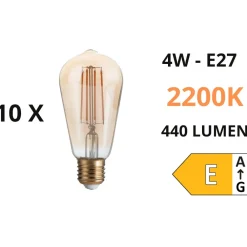 Lampadine Led-Ideal Lux Confezione n10 lampadine e27 led 4w 2200k 440lm cono ambra