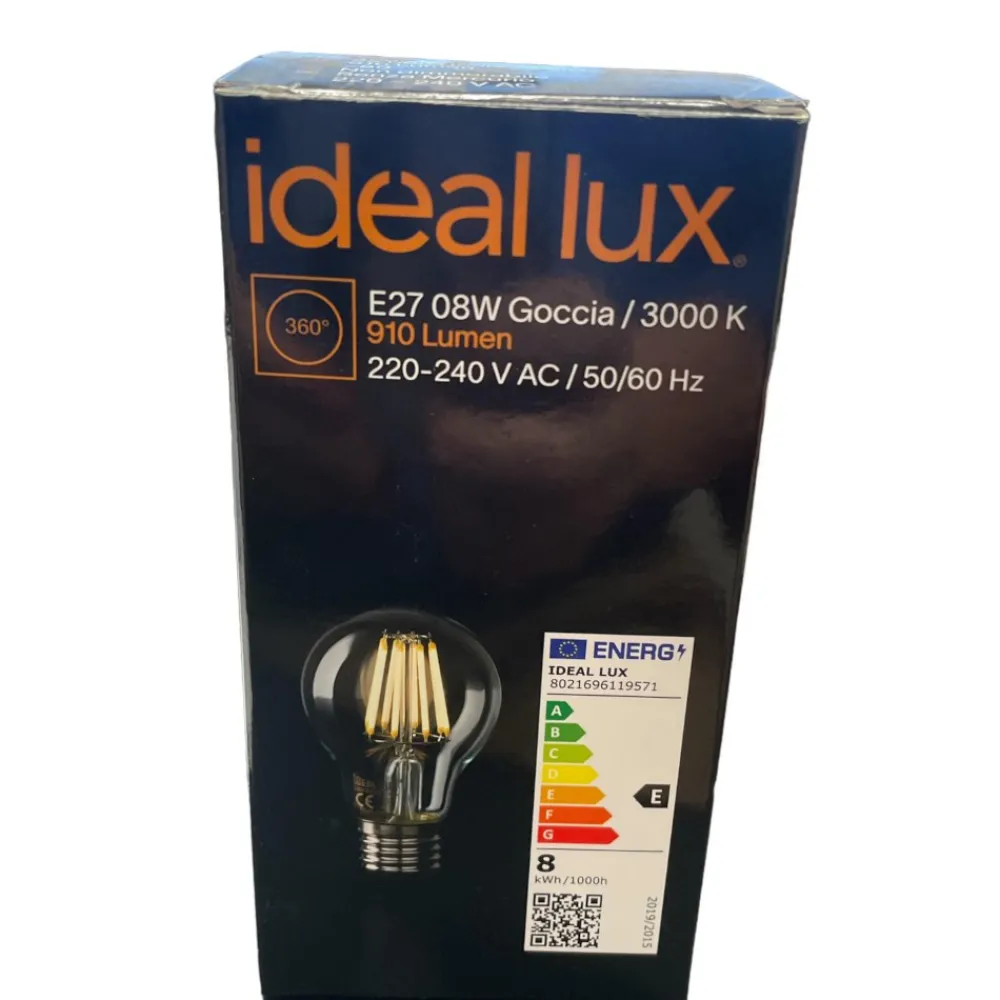 Lampadine Led-Ideal Lux Confezione n10 lampadine e27 led 8w 3000k 910lm goccia trasparente