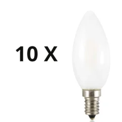 Lampadine Led-Ideal Lux Confezione n10 lampadine e14 led 4w 3000k 370lm vetro oliva bianca