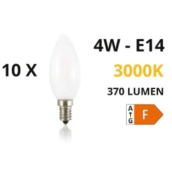 Lampadine Led-Ideal Lux Confezione n10 lampadine e14 led 4w 3000k 370lm vetro oliva bianca