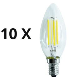 Lampadine Led-Ideal Lux Confezione n10 lampadine e14 led 4w 3000k 470lm oliva trasparente