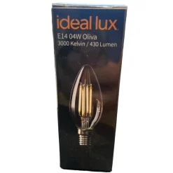 Lampadine Led-Ideal Lux Confezione n10 lampadine e14 led 4w 3000k 470lm oliva trasparente