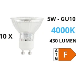 Lampadine Led-Ideal Lux Confezione n10 lampadine gu10 led 5w 4000k 430lm ottica 50