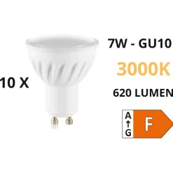 Lampadine Led-Ideal Lux Confezione n10 lampadine gu10 7w led 3000k cri90 620lm ottica 108