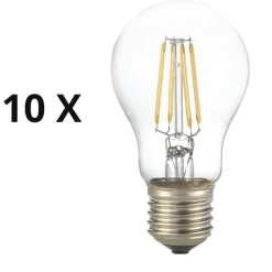 Lampadine Led-Ideal Lux Confezione n10 lampadine led e27 8w 4000k 980lm goccia trasparente