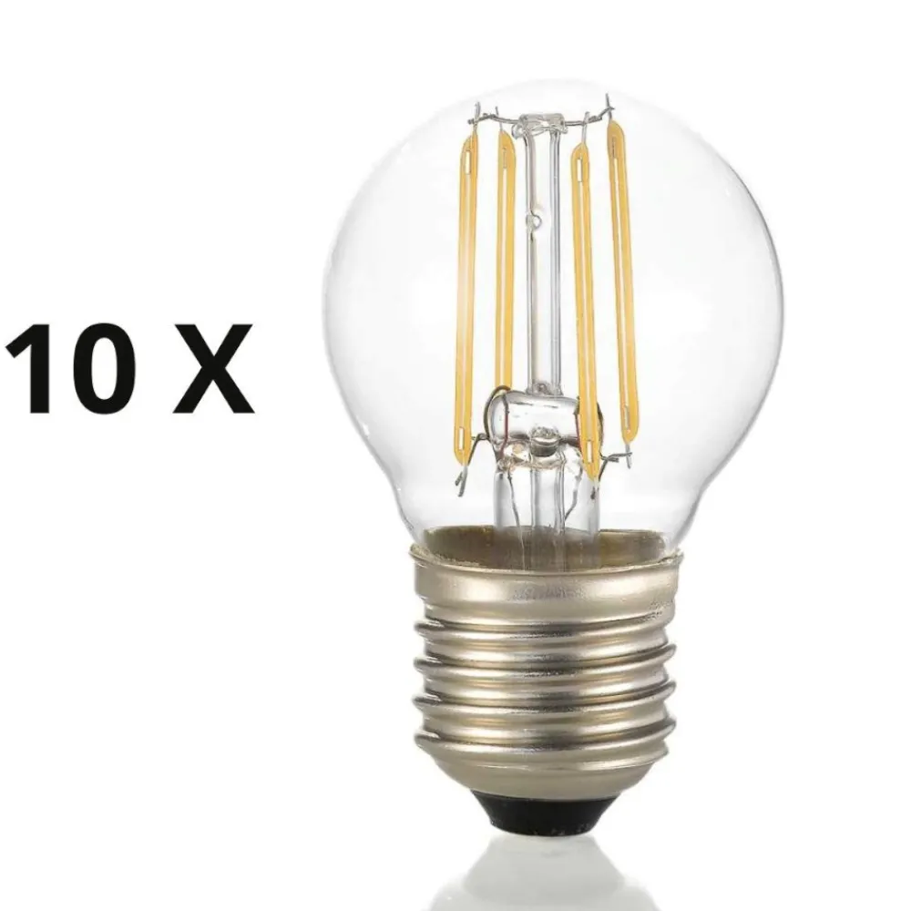 Lampadine Led-Ideal Lux Confezione n10 lampadine led e27 4w 4000k 490lm sfera trasparente