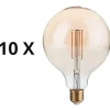 Lampadine Led-Ideal Lux Confezione n°10 lampadine e27 led 4w 2200k 480lm globo ambra