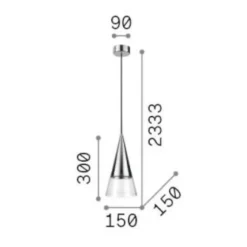 Lampade A Sospensione-Ideal Lux Cono sp1 lampada a sospensione per bancone isola cucina cromo