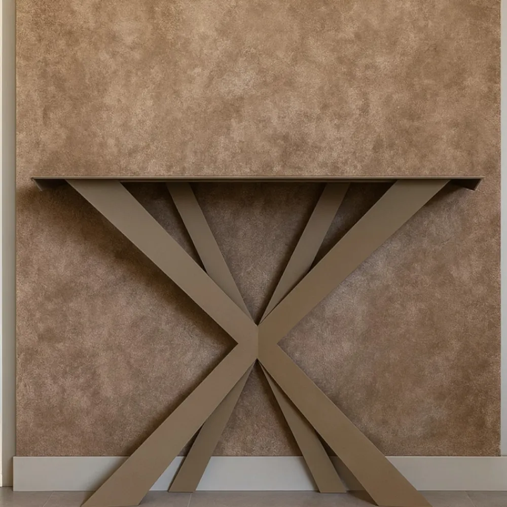 Mobili Ingresso Moderni-Selezionato da Mazzolaluce Consolle da ingresso in metallo moderno beige