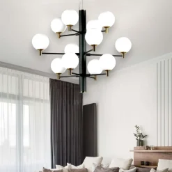 Lampadari Moderni-Ideal Lux Copernico sp12 lampadario moderno nero per soggiorno