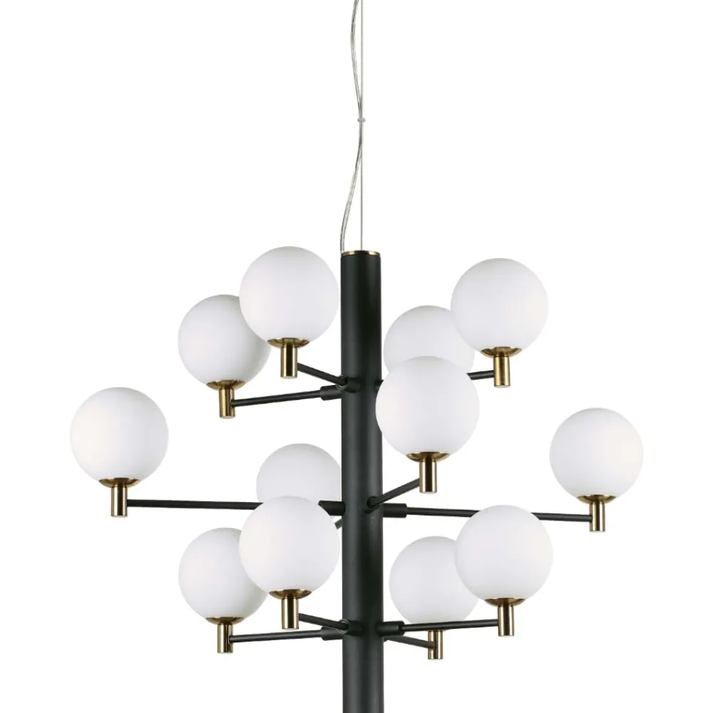 Lampadari Moderni-Ideal Lux Copernico sp12 lampadario moderno nero per soggiorno
