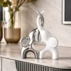 Soprammobili Moderni-Bongelli Preziosi Coppia di elefantini bianco argento soprammobile