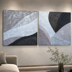 Quadri Moderni-Selezionato da Mazzolaluce Coppia di quadri astratti materici quadrati 80x80 moderni per soggiorno