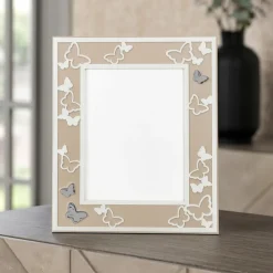 Soprammobili Moderni-Bongelli Preziosi Cornice portafoto 18x24 farfalle moderna nocciola