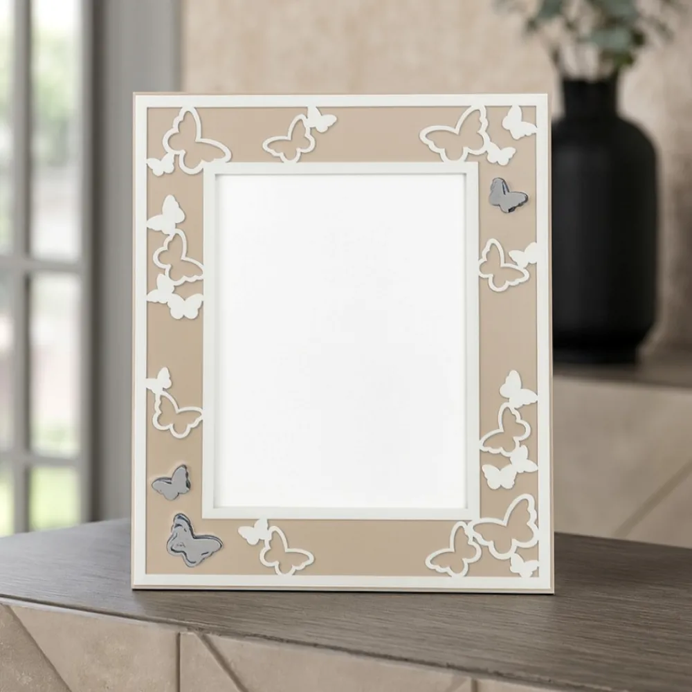Soprammobili Moderni-Bongelli Preziosi Cornice portafoto 18x24 farfalle moderna nocciola