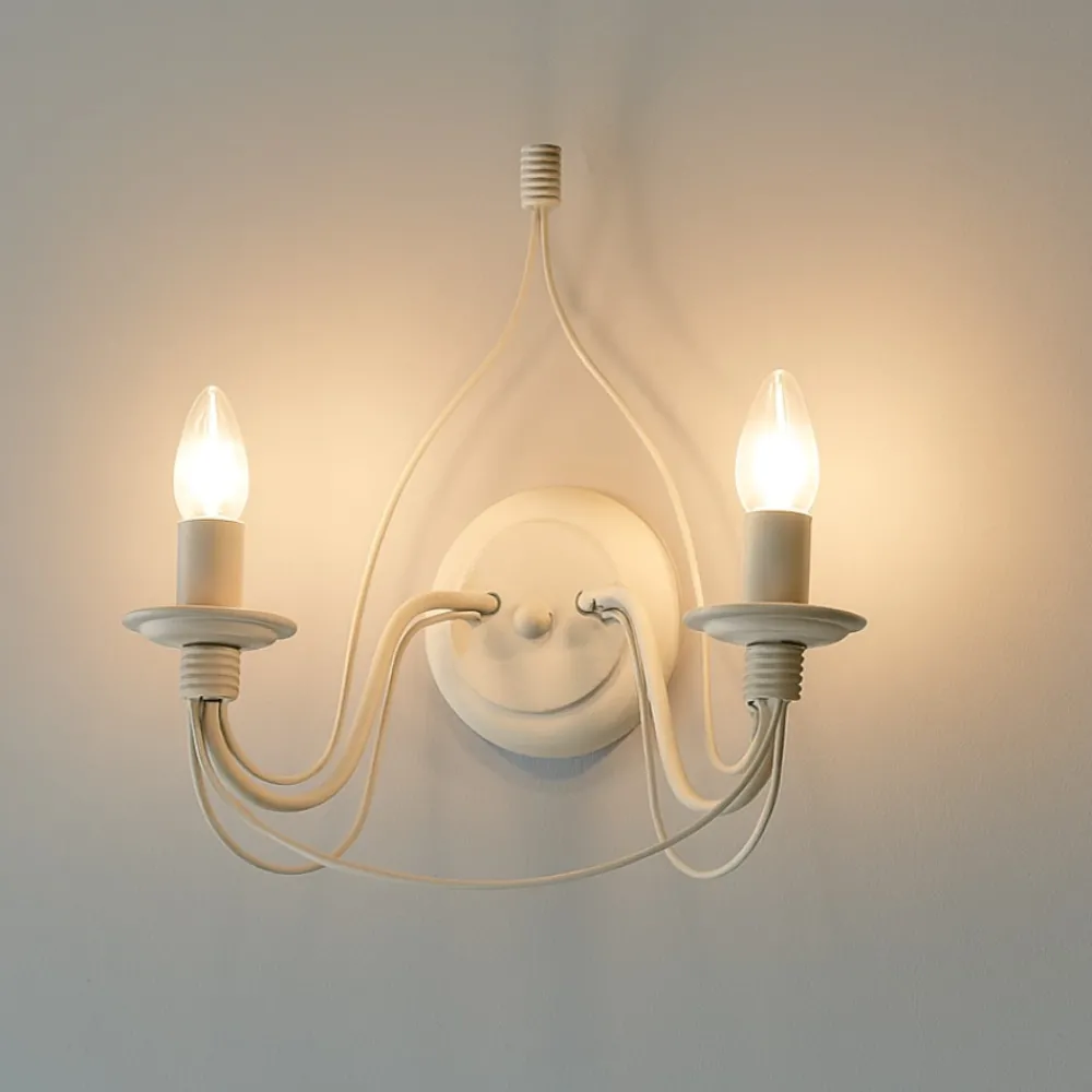 Applique Da Parete-Ideal Lux Corte ap2 applique ferro battuto bianco anticato 2 luci