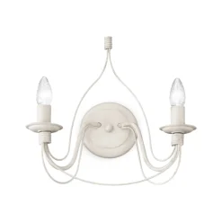 Applique Da Parete-Ideal Lux Corte ap2 applique ferro battuto bianco anticato 2 luci