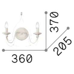 Applique Da Parete-Ideal Lux Corte ap2 applique ferro battuto bianco anticato 2 luci