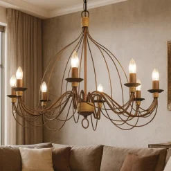 Lampadari Moderni-Ideal Lux Corte sp8 lampadario di ferro battuto ruggine
