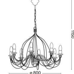 Lampadari Moderni-Ideal Lux Corte sp8 lampadario di ferro battuto ruggine