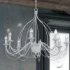 Lampadari Moderni-Ideal Lux Corte sp8 lampadario ferro batutto bianco