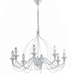 Lampadari Moderni-Ideal Lux Corte sp8 lampadario ferro batutto bianco