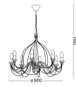 Lampadari Moderni-Ideal Lux Corte sp8 lampadario ferro batutto bianco
