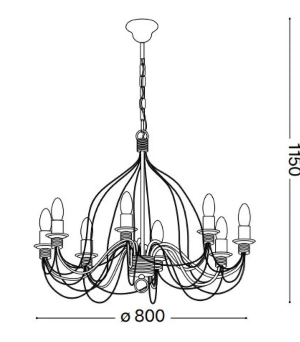 Lampadari Moderni-Ideal Lux Corte sp8 lampadario ferro batutto bianco