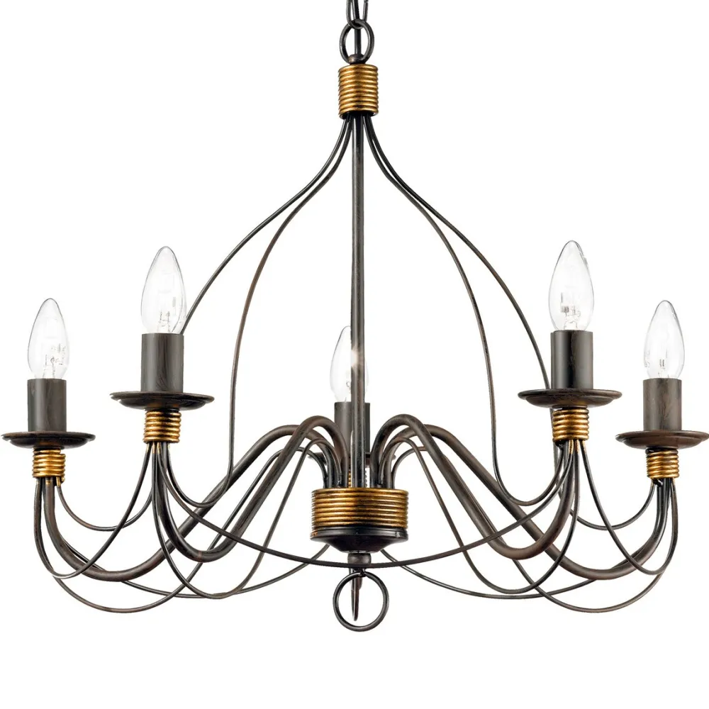 Lampadari Moderni-Ideal Lux Corte sp5 lampadario 5 luci ferro battuto ruggine