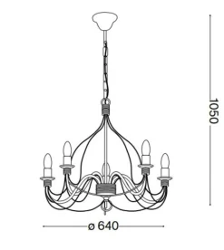 Lampadari Moderni-Ideal Lux Corte sp5 lampadario 5 luci ferro battuto ruggine
