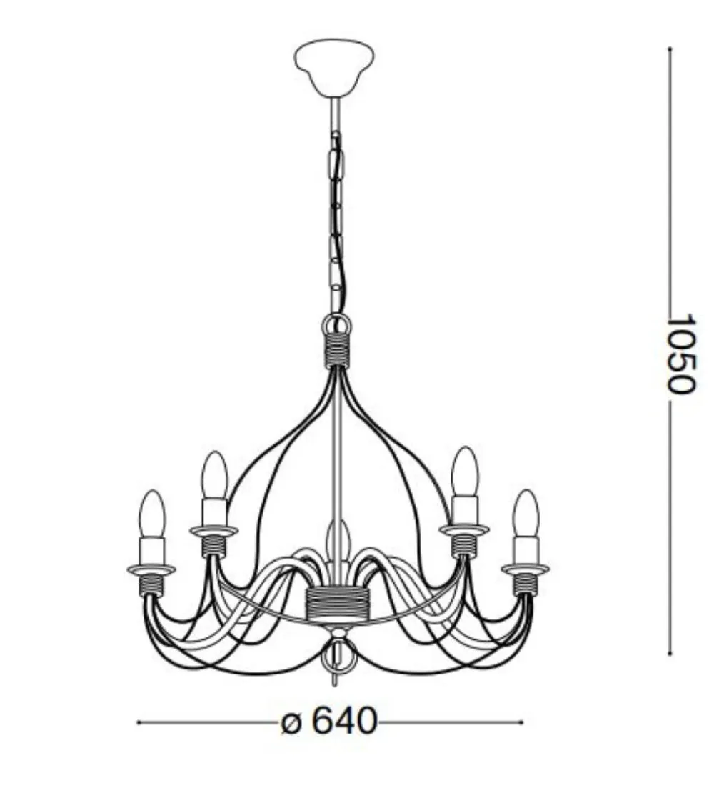 Lampadari Moderni-Ideal Lux Corte sp5 lampadario 5 luci ferro battuto ruggine