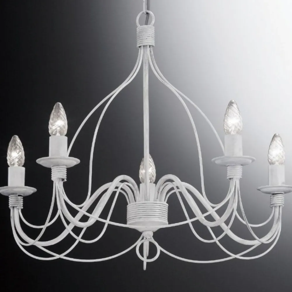Lampadario Camera Da Letto-Ideal Lux Corte sp5 lampadario per camera da letto bianco antico