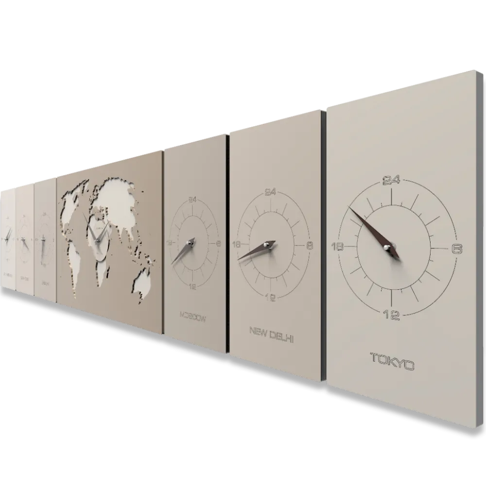 Orologi Da Parete Moderni-Selezionato da Mazzolaluce Cosmo grande orologio da parete planisfero legno colore caffellate fusi orari