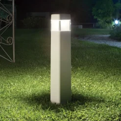 Lampioni Da Giardino-Ideal Lux Cosmo pt1 lampione da esterno ip55 bianco squadrato