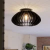Plafoniere Moderne-Eglo Cossano 3 plafoniera moderna in legno nero sagomato