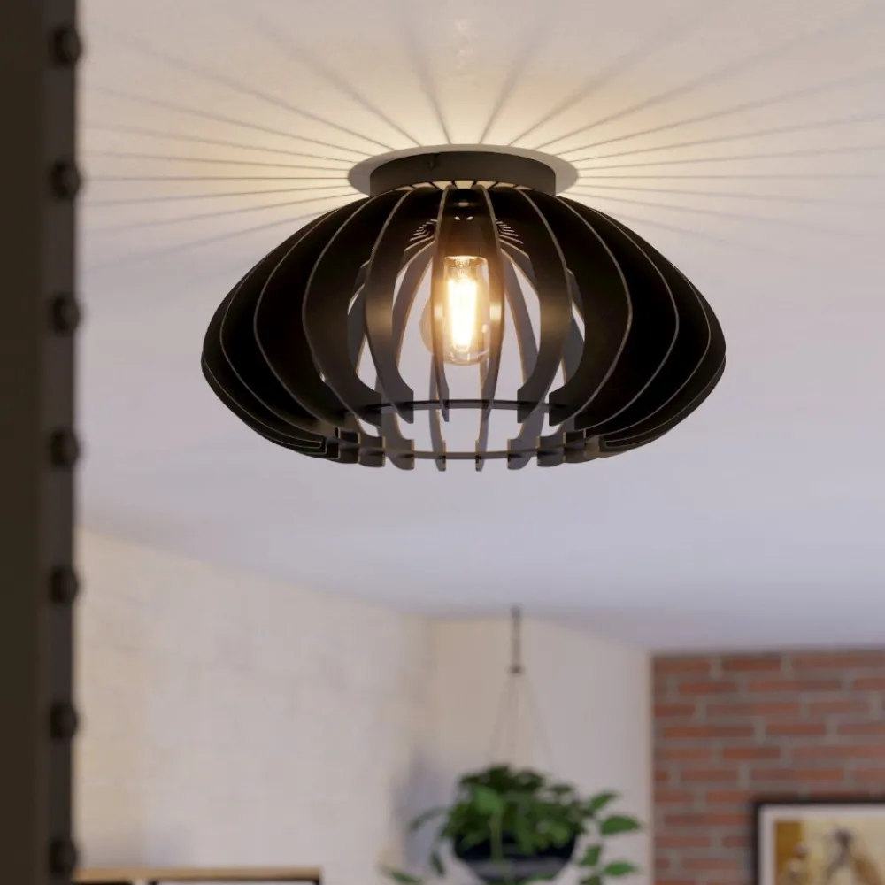 Plafoniere Moderne-Eglo Cossano 3 plafoniera moderna in legno nero sagomato