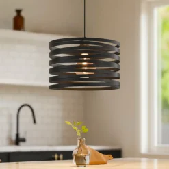 Lampadari Cucina-Eglo Cremella lampadario da cucina nero design moderno