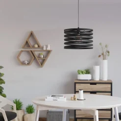 Lampadari Cucina-Eglo Cremella lampadario da cucina nero design moderno