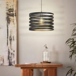 Lampadari Cucina-Eglo Cremella lampadario da cucina nero design moderno