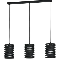 Lampadari Cucina-Eglo Cremella lampadario da cucina con portalampada neri traforati 3 luci