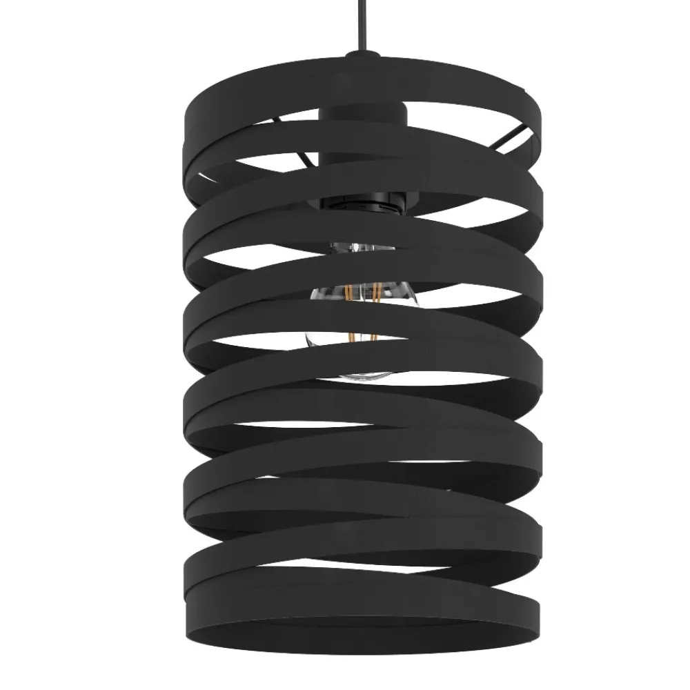 Lampadari Cucina-Eglo Cremella lampadario da cucina con portalampada neri traforati 3 luci