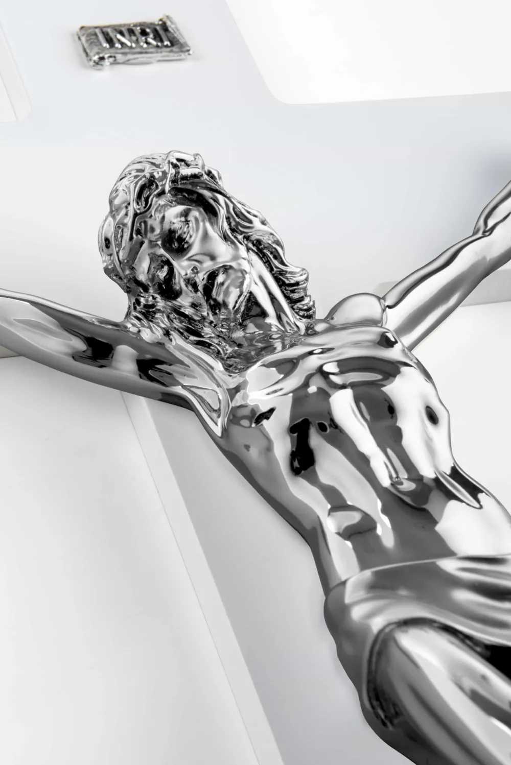 Crocifissi Da Parete-Selezionato da Mazzolaluce Crocifisso bianco da parete cristo argento 25x16
