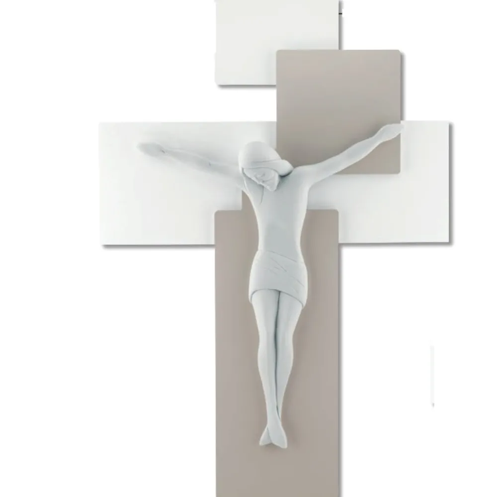 Crocifissi Da Parete-Bongelli Preziosi Crocifisso da parete moderno tortora 60x40
