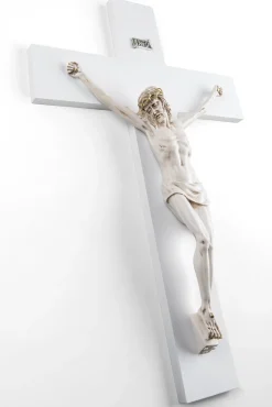 Crocifissi Da Parete-Selezionato da Mazzolaluce Crocifisso da parete 34x24 avorio croce bianca
