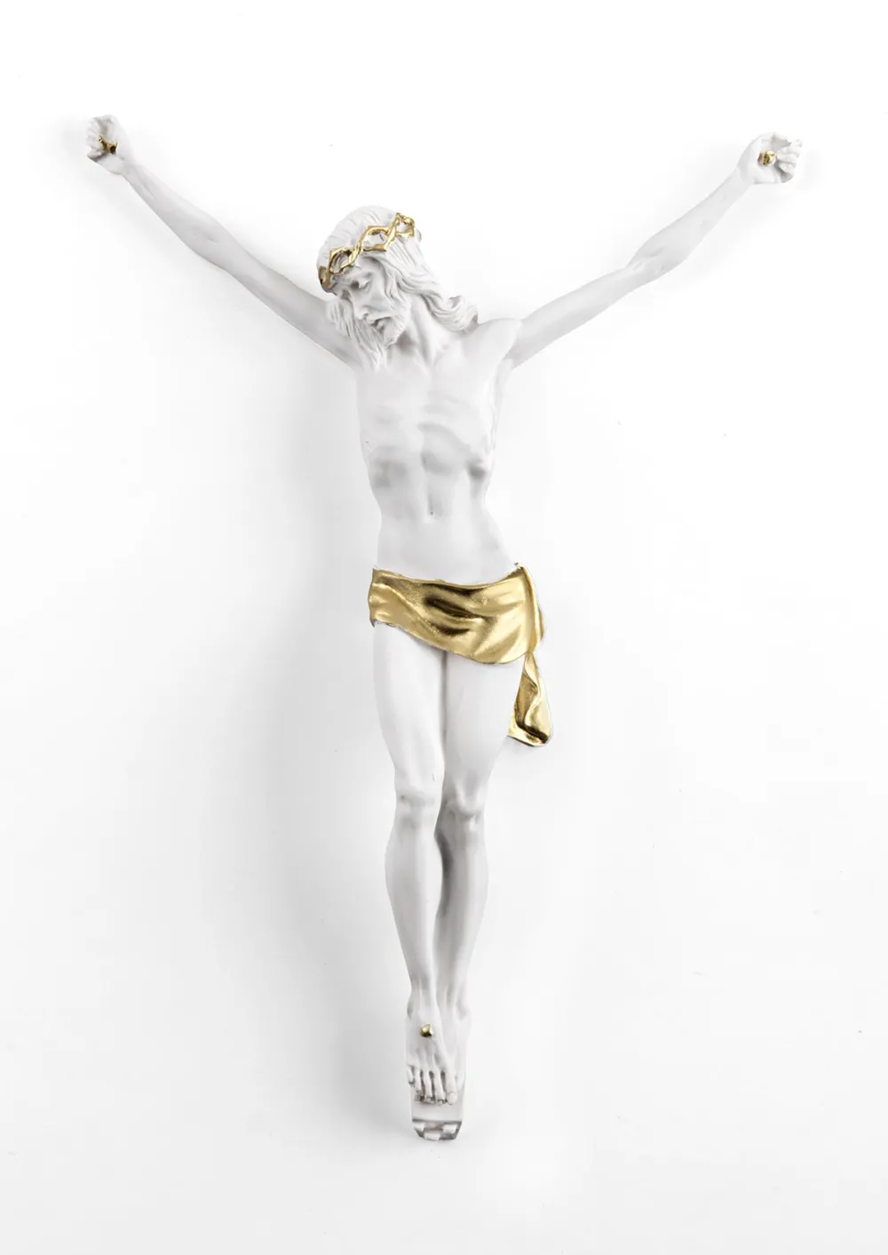 Crocifissi Da Parete-Selezionato da Mazzolaluce Crocifisso da parete 22x16 cristo senza crove bianco oro