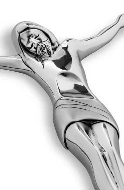Crocifissi Da Parete-Selezionato da Mazzolaluce Crocifisso da parete 37x32 design moderno argentato