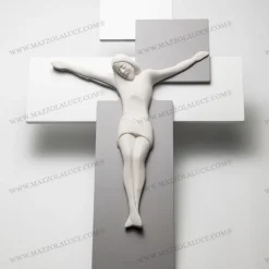 Crocifissi Da Parete-Bongelli Preziosi Crocifisso da parete 19x27 moderno grigio bianco
